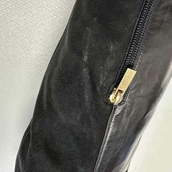 Jimmy Choo Suede and Vachetta Leather Boots Black Size 40 EUC - Picture 9 of 16